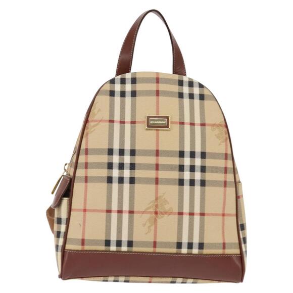 BURBERRY Nova Check Backpack PVC Beige Gold Auth 144466 main image 8